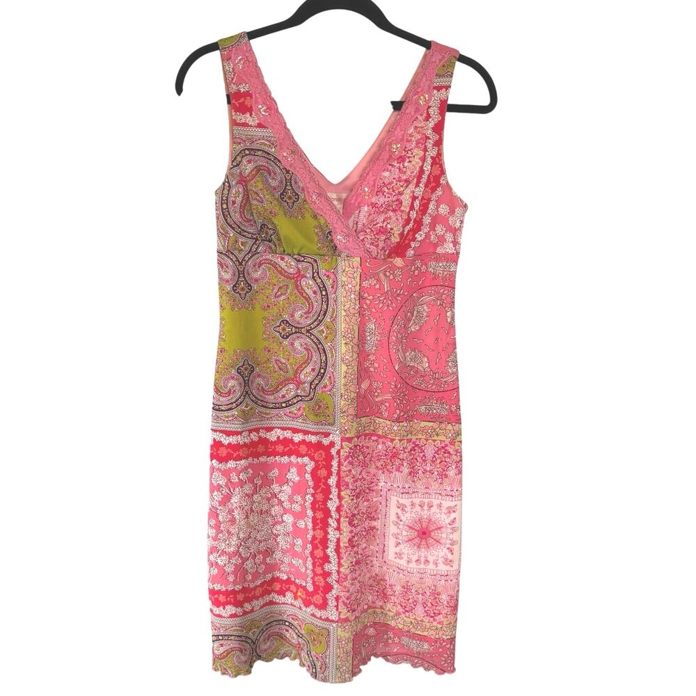Xhilaration Pink and Green Patchwork Mini Dress